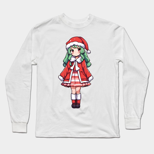 Cute Anime Chirstmas Girl Long Sleeve T-Shirt by InkPulse